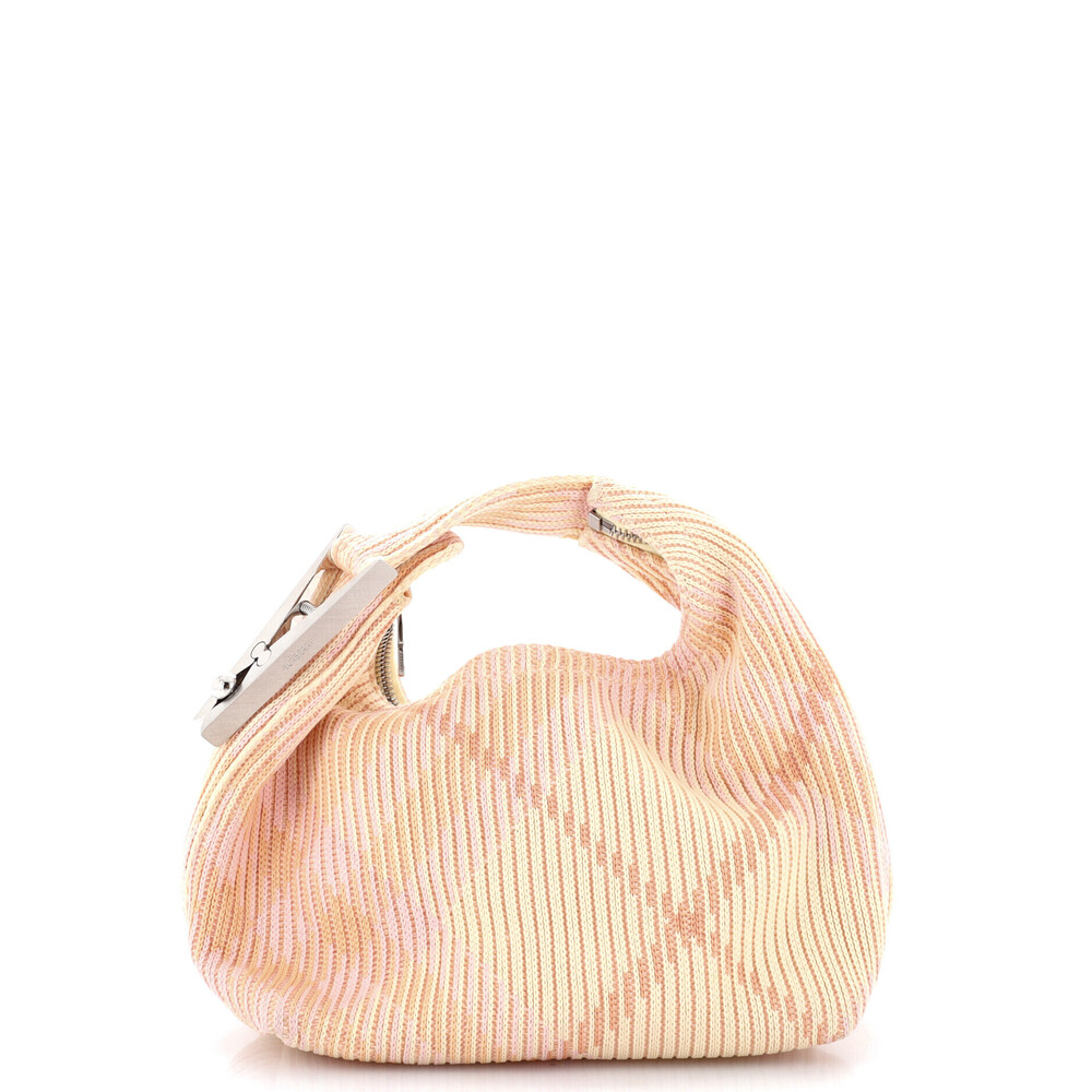 Burberry Mini Peg Handle Bag Knit Check Fabric